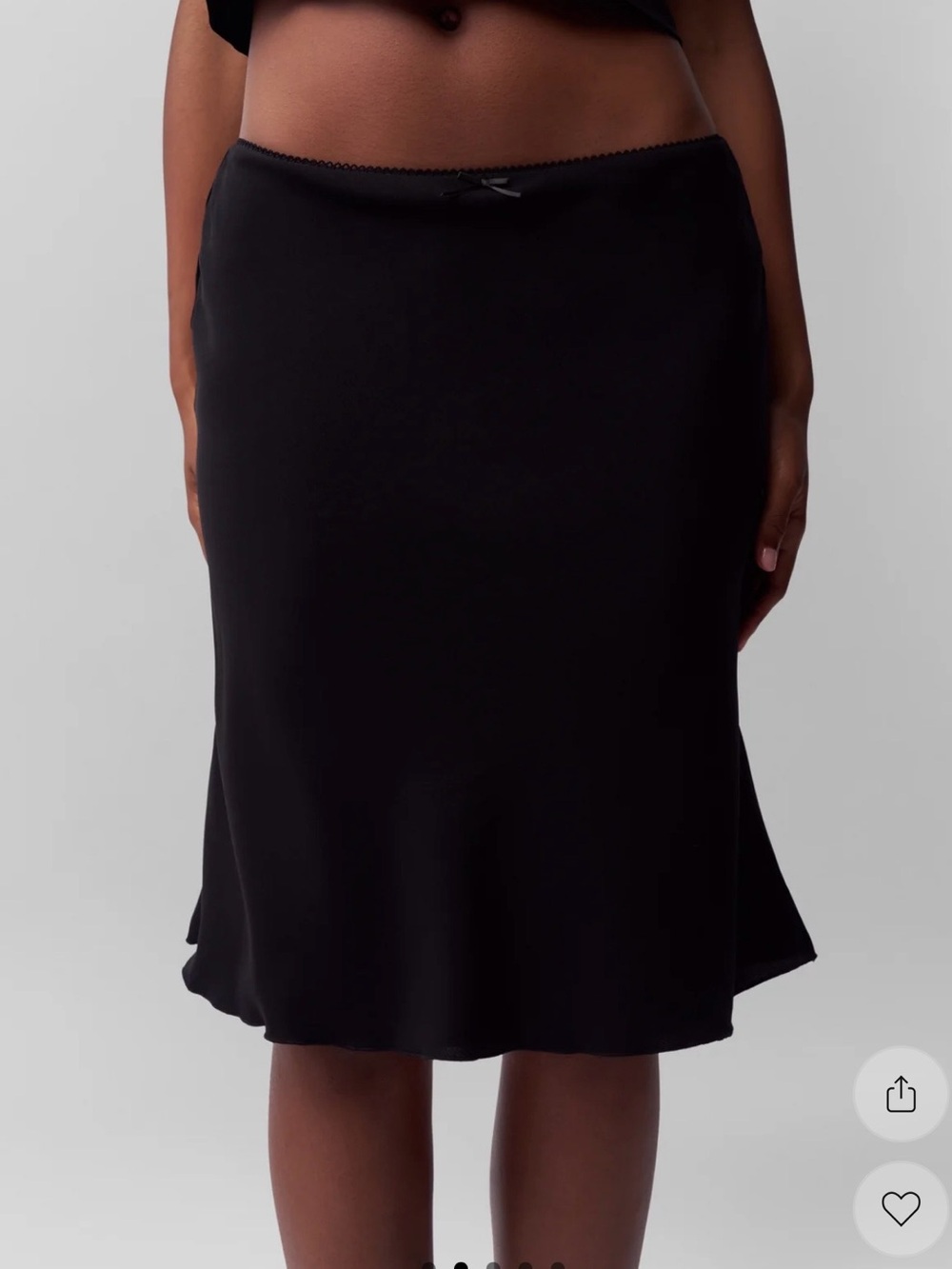Danielle Guizio Black Satin Midi Slip Skirt